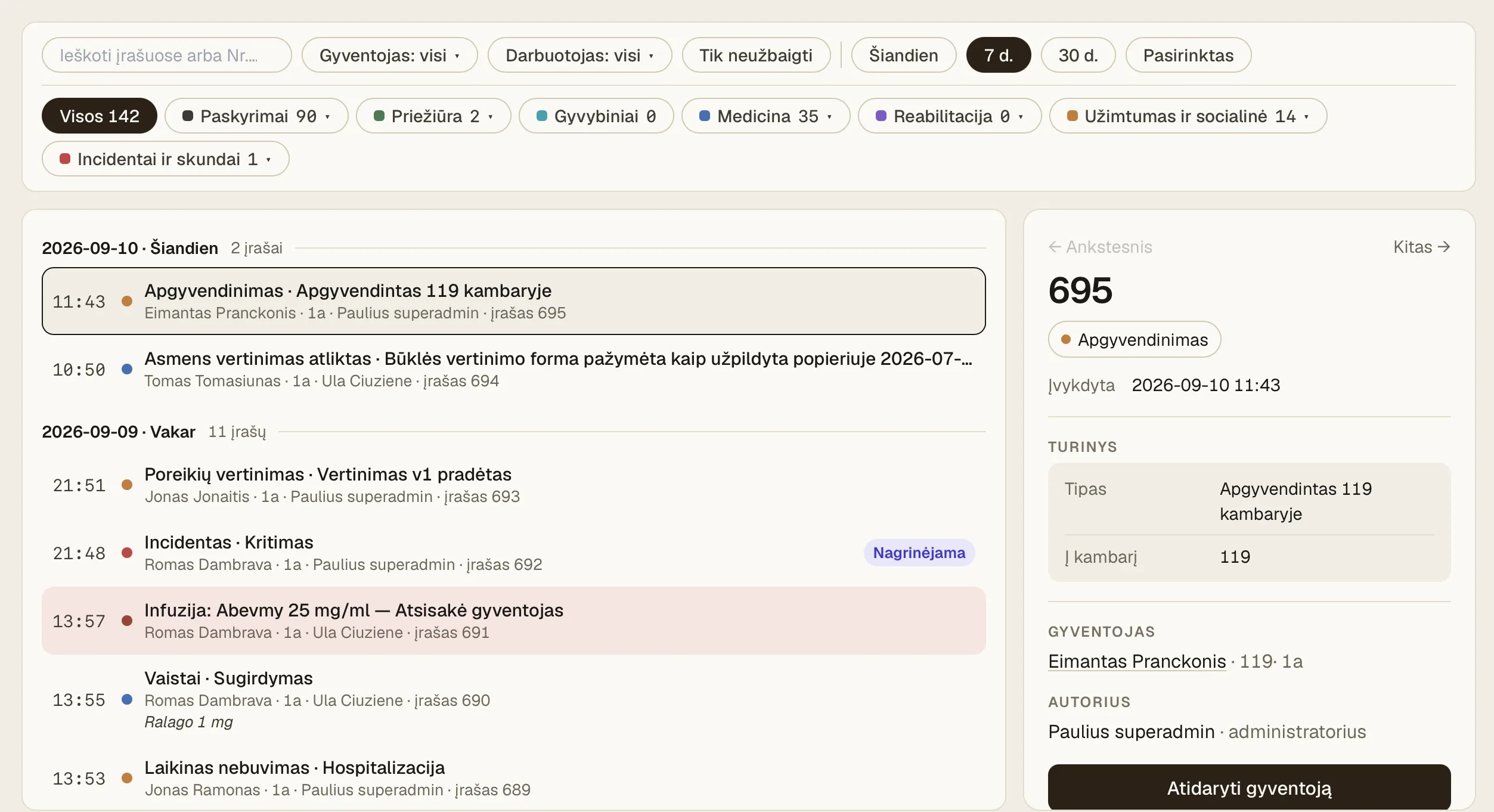 Elektroninis įvykių žurnalas.